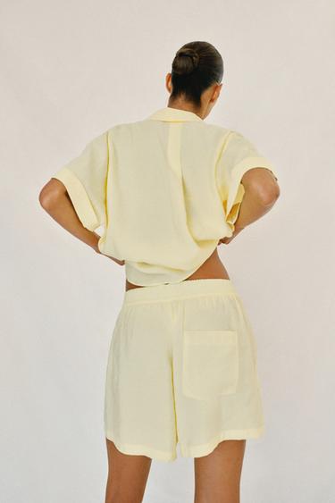 SHORT SLEEVE FLOWING SHIRT - Yellow by Zara - Image 4