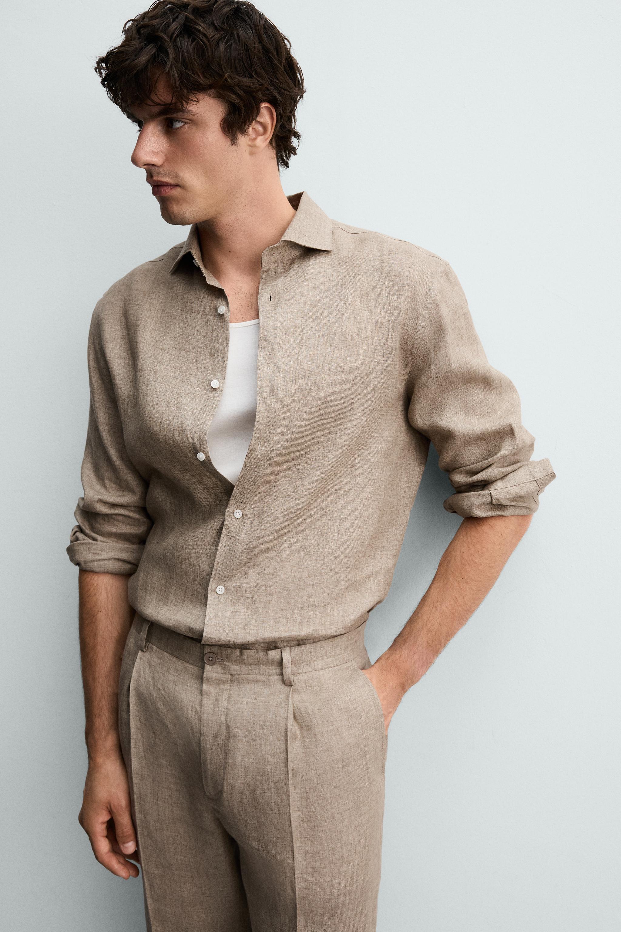 REGULAR FIT 100% LINEN SHIRT