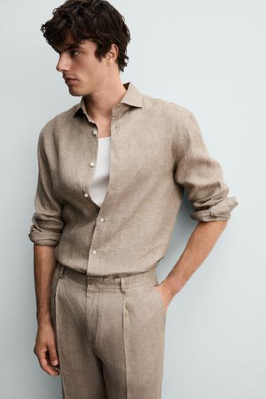 CHEMISE REGULAR FIT 100% LIN - Sable / Chiné de Zara - Image 4