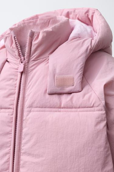 VESTE REMBOURRÉE À CAPUCHE DÉPERLANTE - Rose de Zara - Image 4