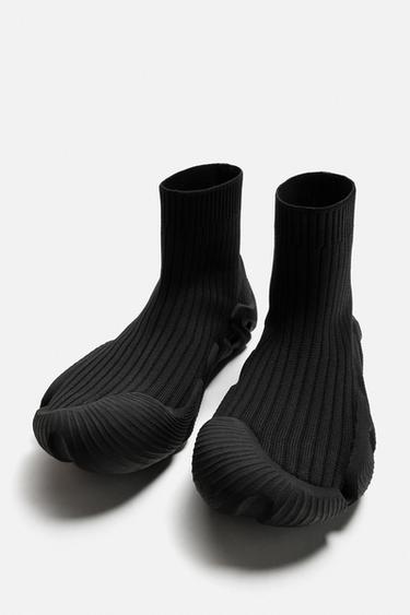 FABRIC HIGH-TOP TRAINERS - Black by Zara - Image 1
