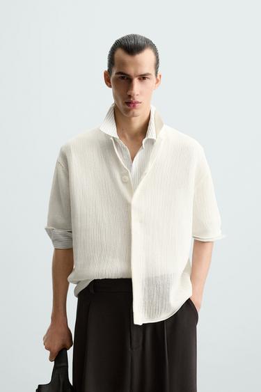 CAMISA PUNTO CALADOS - Crudo de Zara