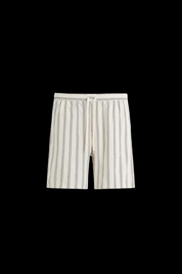 LINEN - VISCOSE BERMUDA SHORTS - striped by Zara - Image 0
