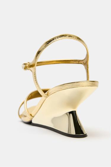 METALLIC HEELED SANDALS - Gold by Zara - Image 4