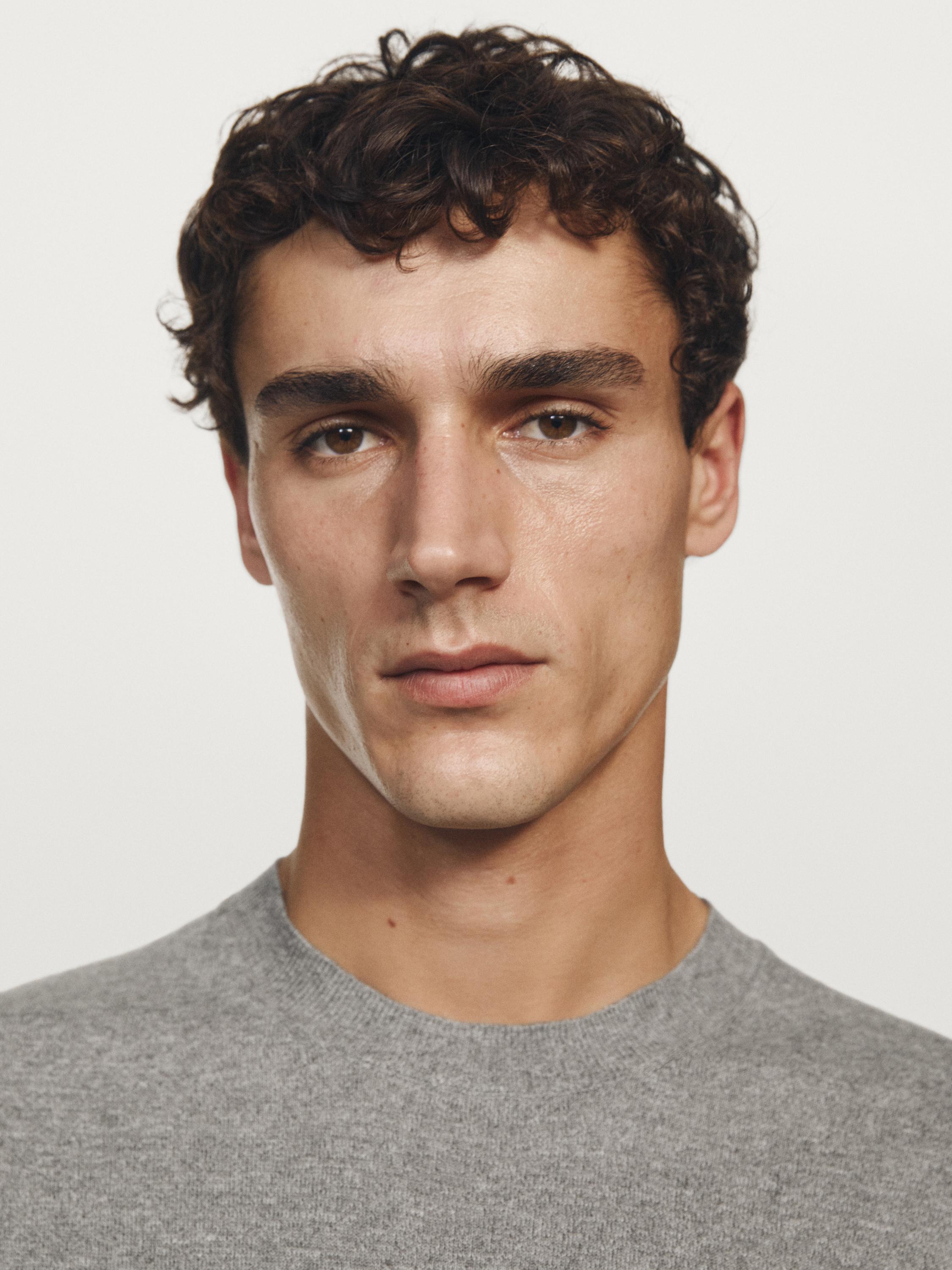 Short sleeve melange knit T-shirt