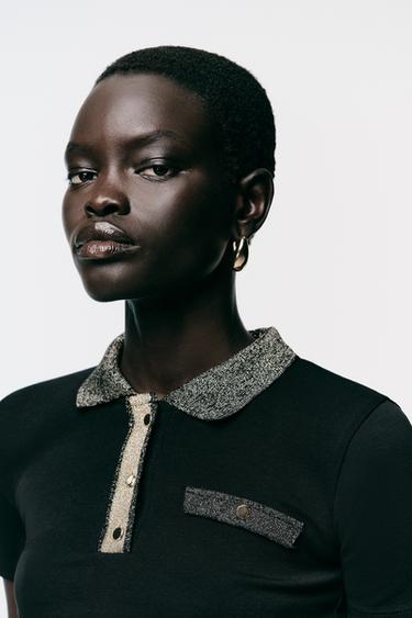T-SHIRT FIL MÉTALLISÉ - Noir de Zara - Image 2