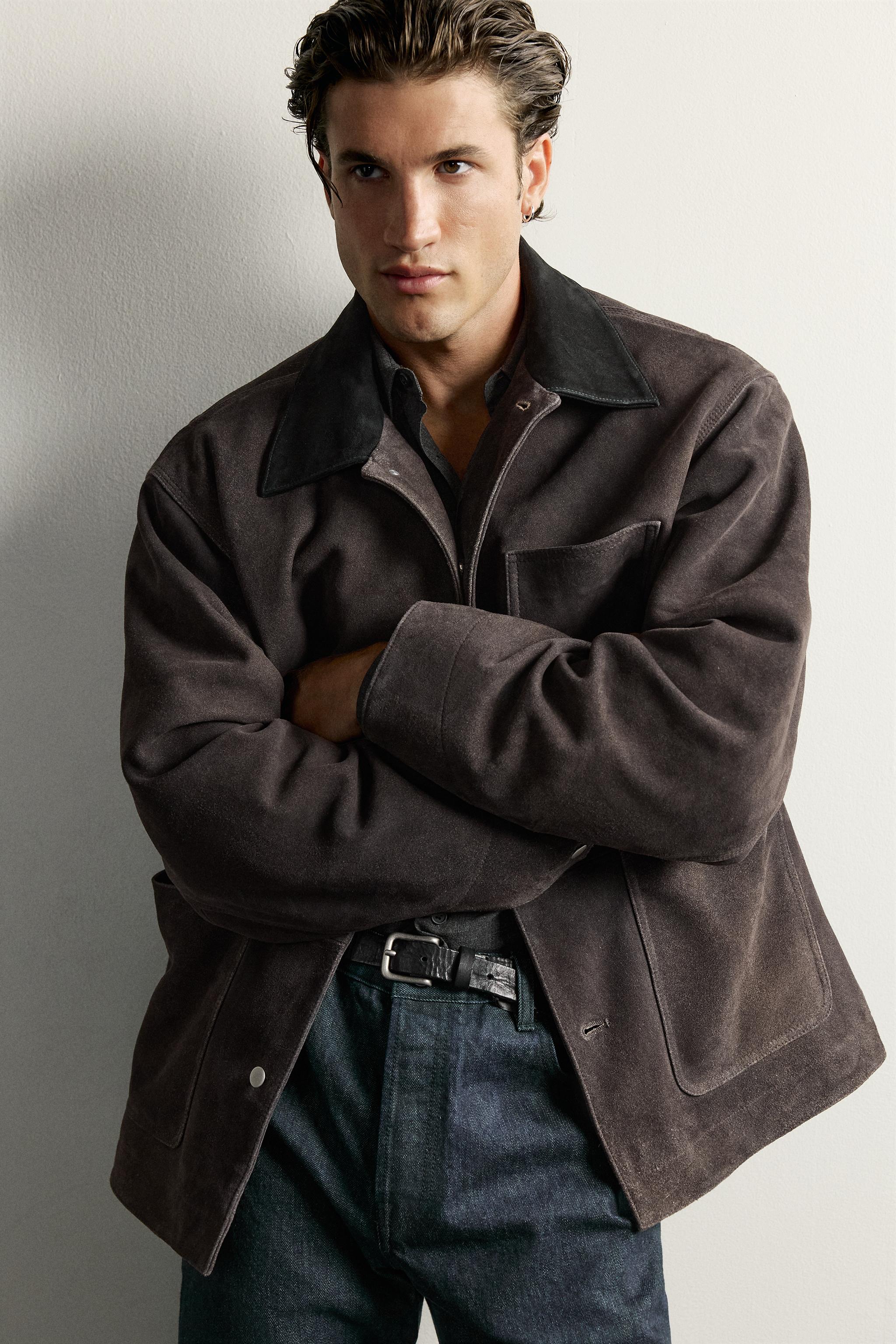 BLOUSON EN DAIM EFFET DÉLAVÉ
