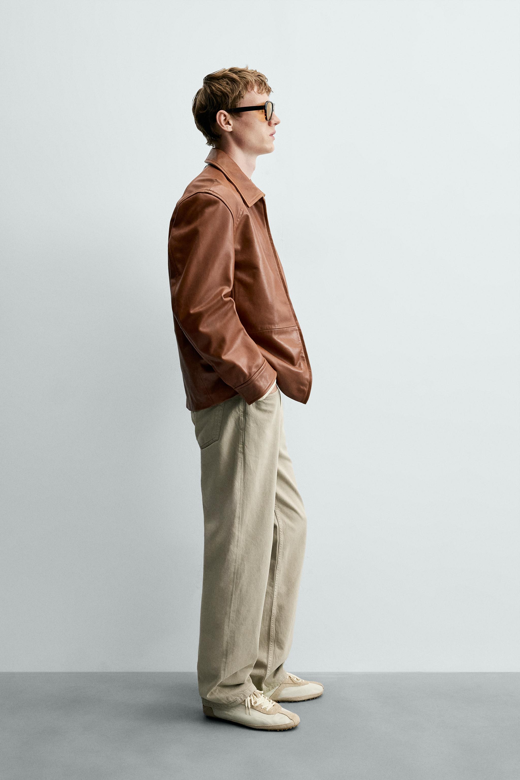 BLOUSON REGULAR FIT EN CUIR