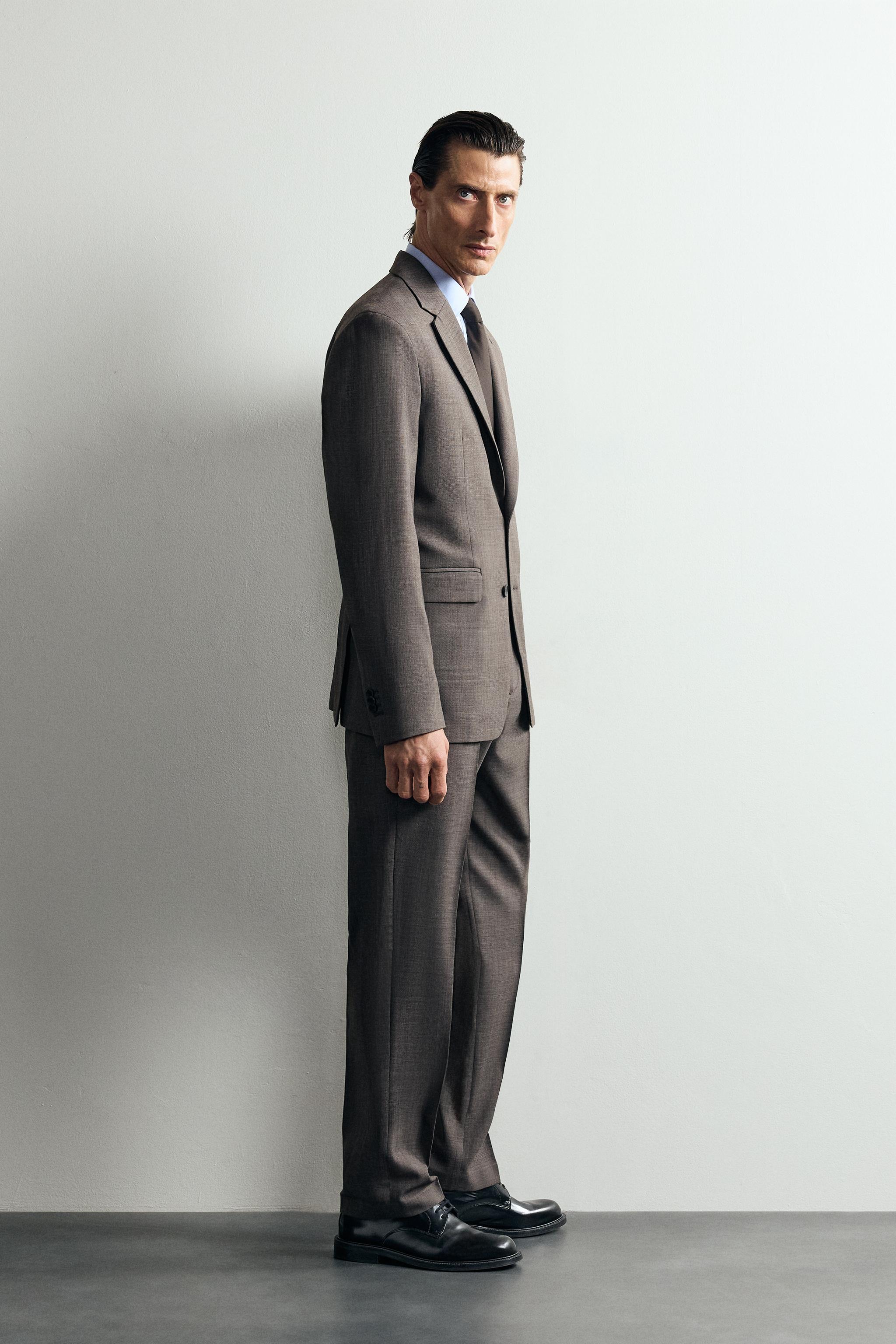 Zara YÜNLÜ KARELİ TAKIM BLAZER görsel 4