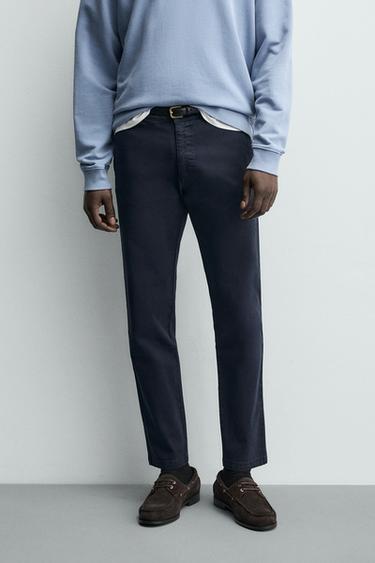 Zara SKINNY CHINO PANTS - Navy blue