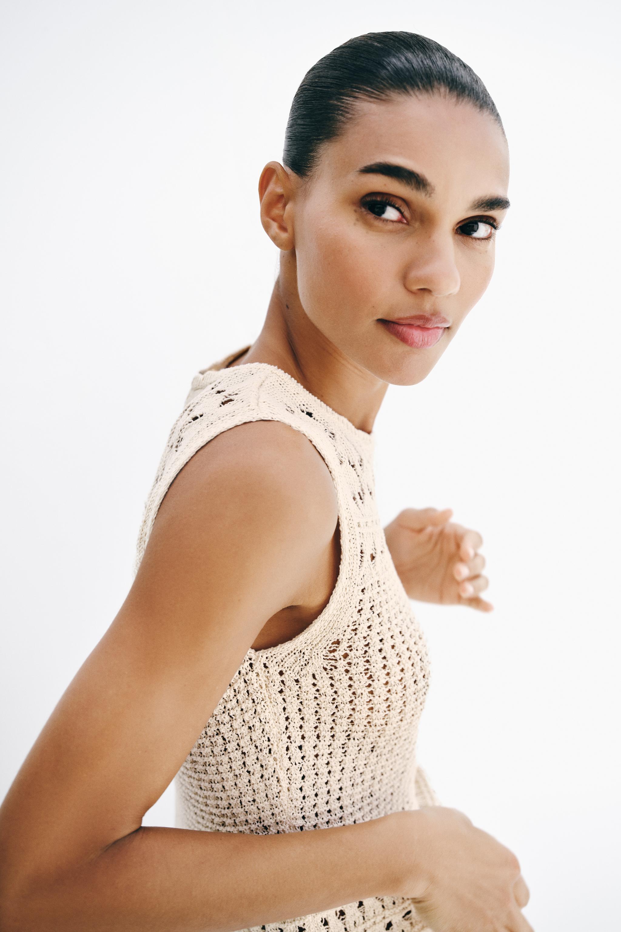 Женские свитеры Zara POINTELLE KNIT TOP — фото 5