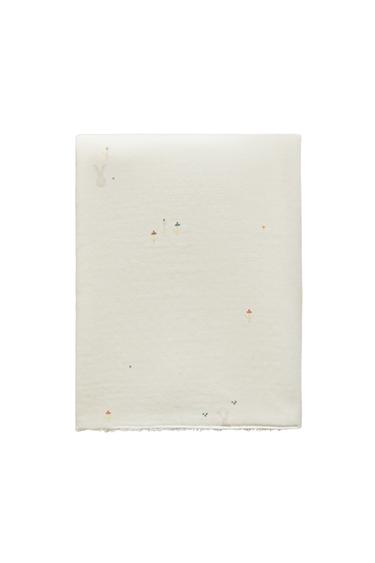 EMBROIDERED MUSLIN BABY BATH TOWEL - Ecru by Zara