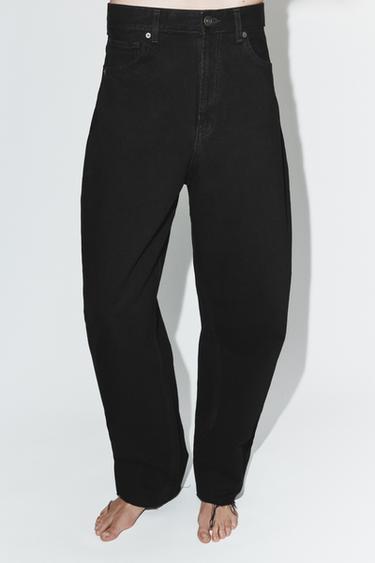 TRF HIGH-WAIST BARREL JEANS - Black by Zara