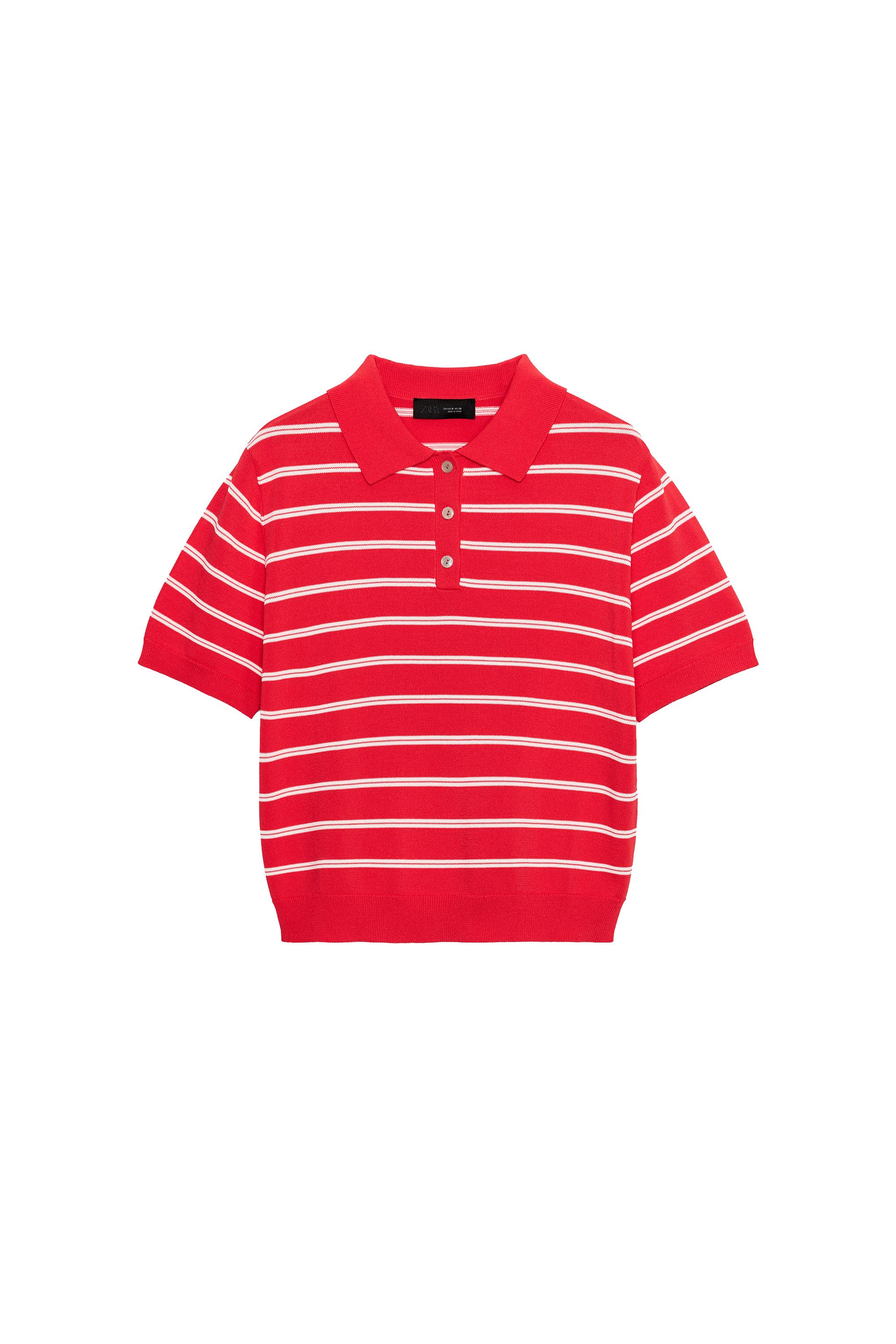 zara — POLO IN MAGLIA RIGHE MANICHE CORTE