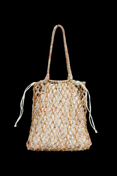 BOLSO TRENZADO TEJIDO - Amarillo de Zara - Imagen 0