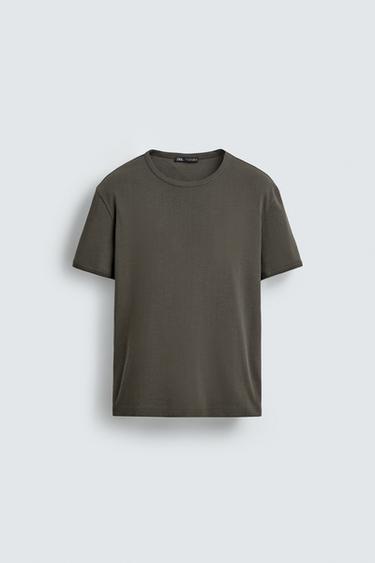 BASIC RIBBED T-SHIRT - Taupe grey by Zara