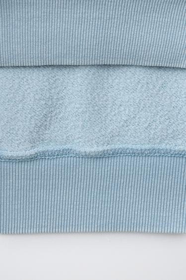 FADED HOODIE WITH SLOGAN PRINT - Light blue by Zara - Image 3