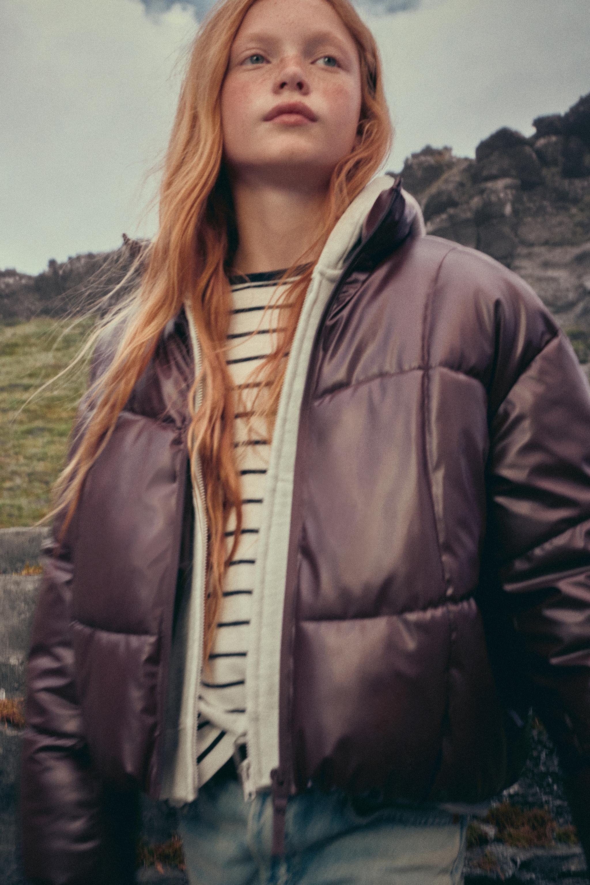 WATER-REPELLENT RUBBERIZED PUFFER JACKET — Brown