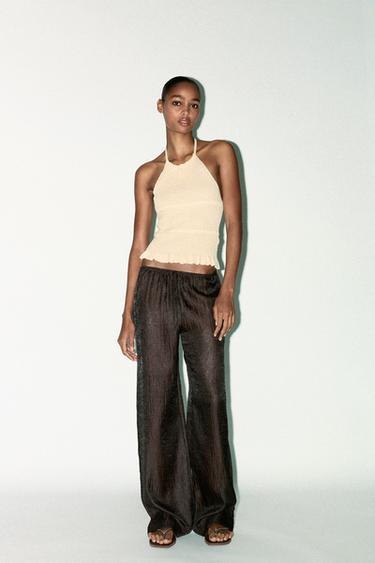 Zara HALTER KNIT TOP - Pastel yellow - Image 0