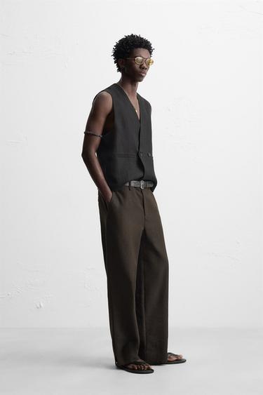 GILET CROISÉ 100 % LIN - Noir de Zara - Image 3