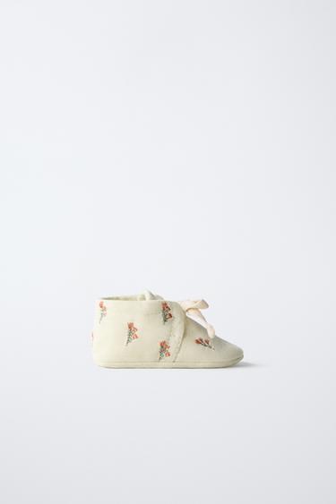 COTTON FLORAL BOOTIES - Green by Zara - Image 0