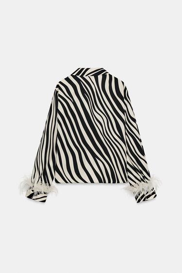 CHEMISE IMPRIMÉ ANIMAL PLUMES - Noir / Écru de Zara - Image 8