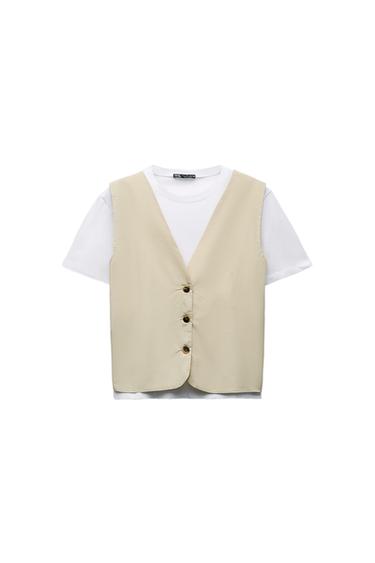 T-SHIRT WITH CONTRAST WAISTCOAT