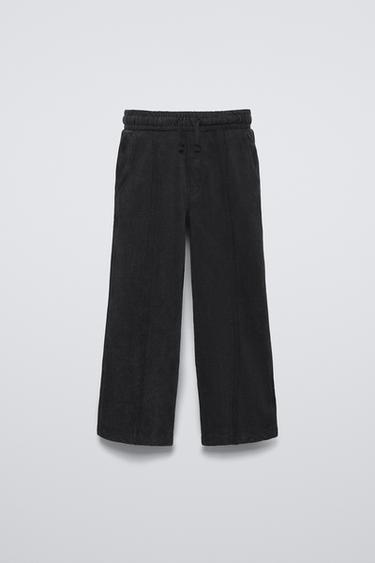 Zara WASHED EFFECT STRAIGHT PANTS - Faded black - Image 0