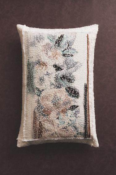 FLORAL PRINT CUSHION COVER - Ecru by Zara - Image 5