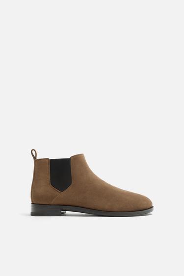Zara LEATHER CHELSEA BOOTS - Cognac Brown