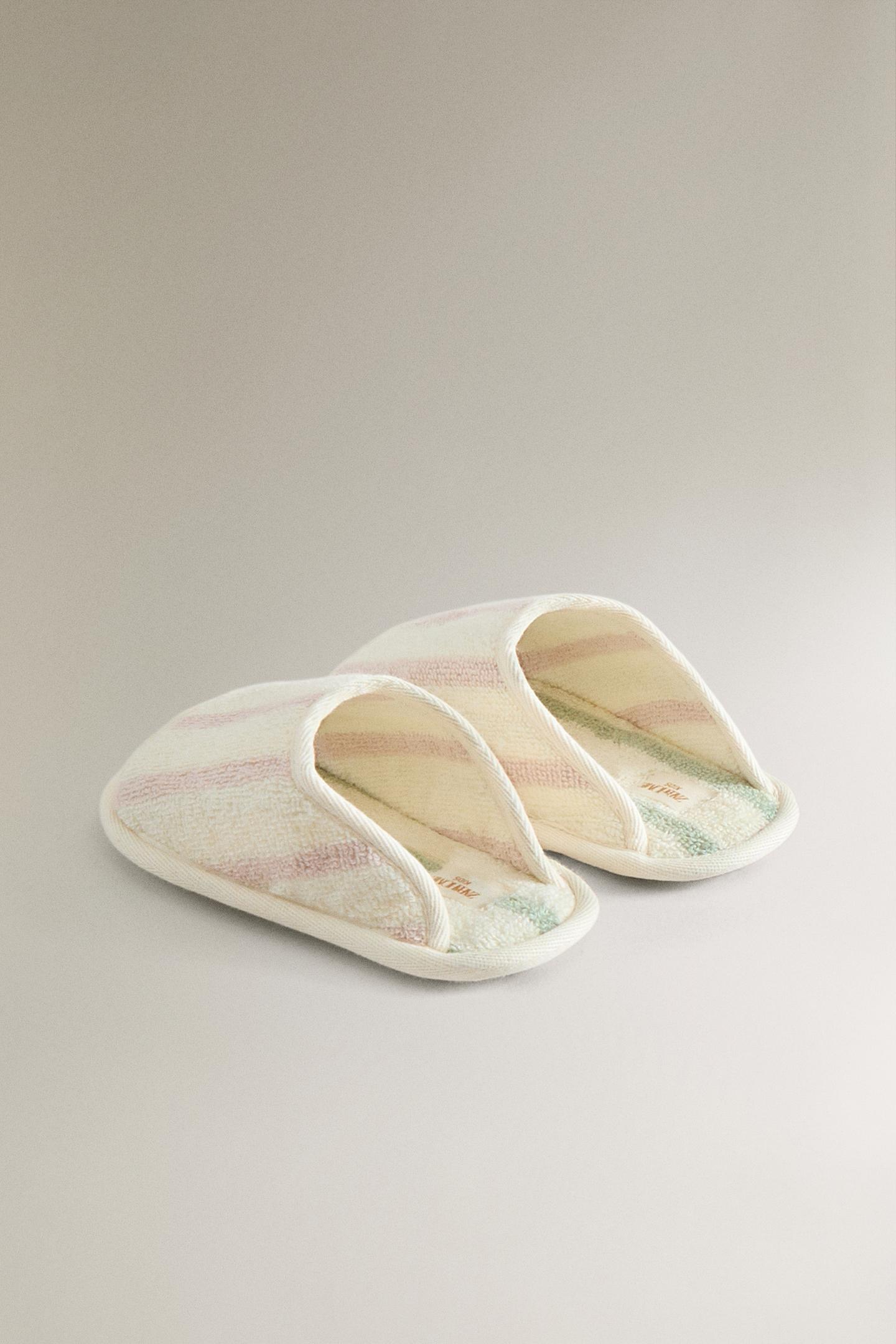 Детские тапочки Zara Striped Terry Bath Slippers, цвет: Розовый — фото 4