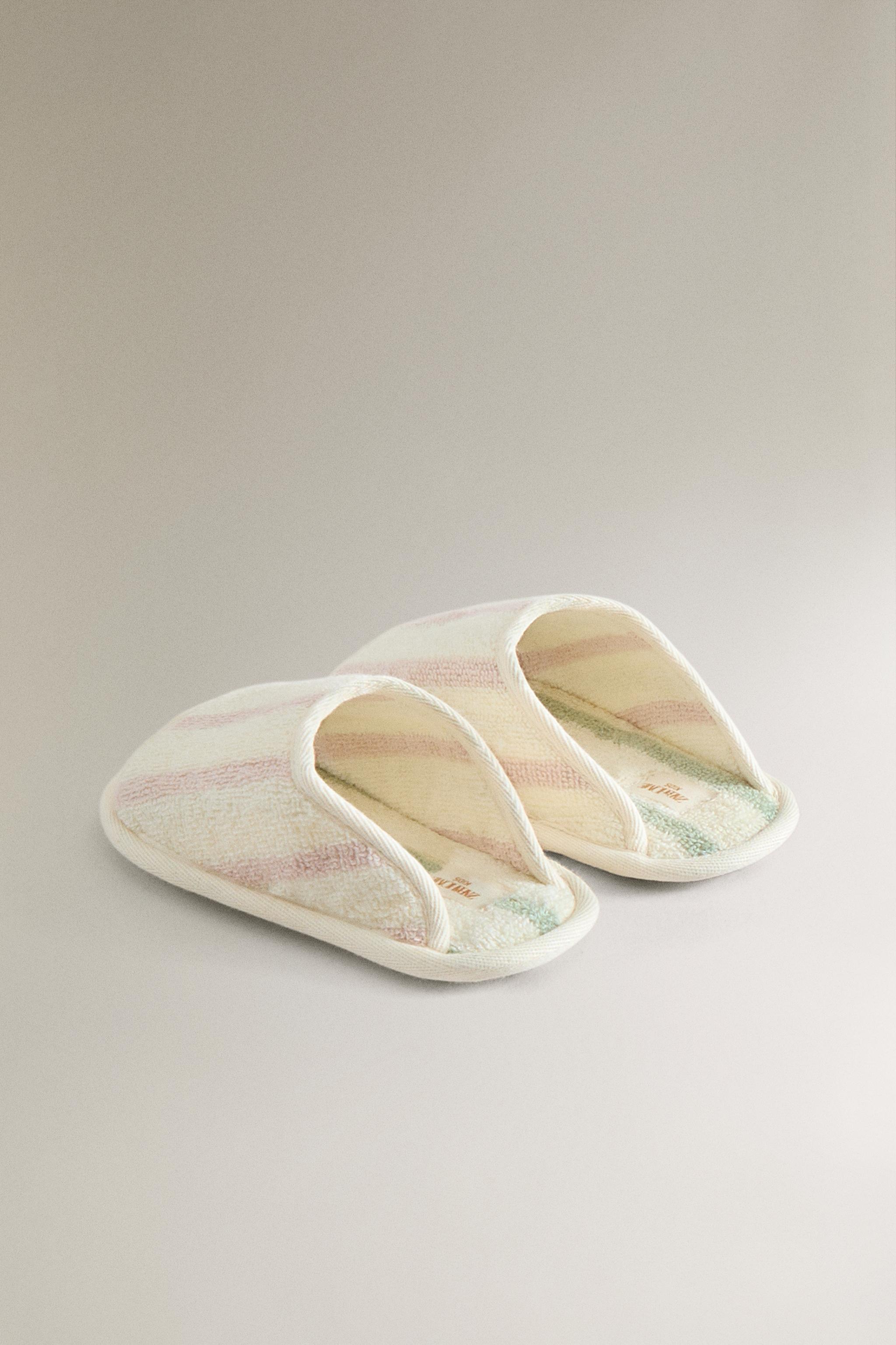 Детские тапочки Zara KIDS' STRIPED TERRY BATH SLIPPERS — фото 4