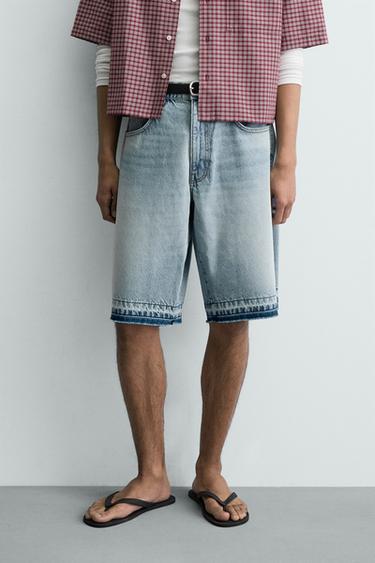 RELAXED FIT DENIM BERMUDA SHORTS - Light blue by Zara