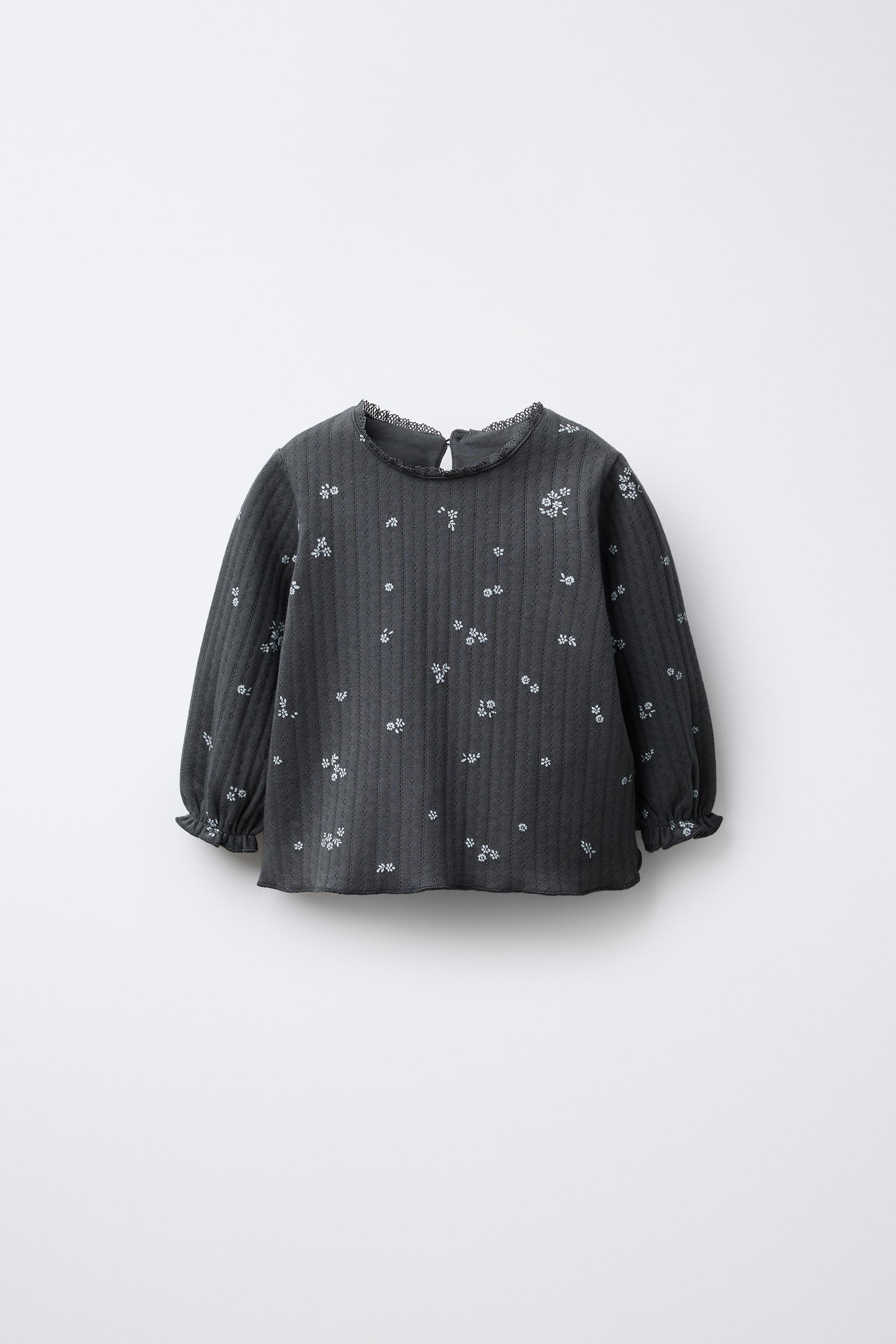 フラワー柄Tシャツ - ダークアンソラジット | ZARA Japan / 日本