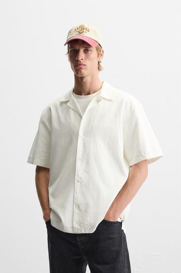 Zara LYOCELL - COTTON SHIRT - Oyster-white
