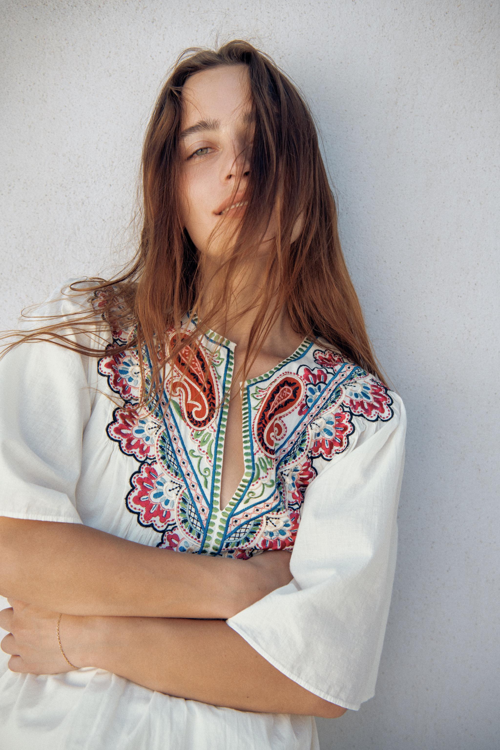 Женские платья Zara ZW COLLECTION EMBROIDERED MIDI DRESS — фото 5