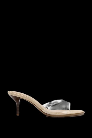 VINYL HEELED SANDALS - Light beige by Zara