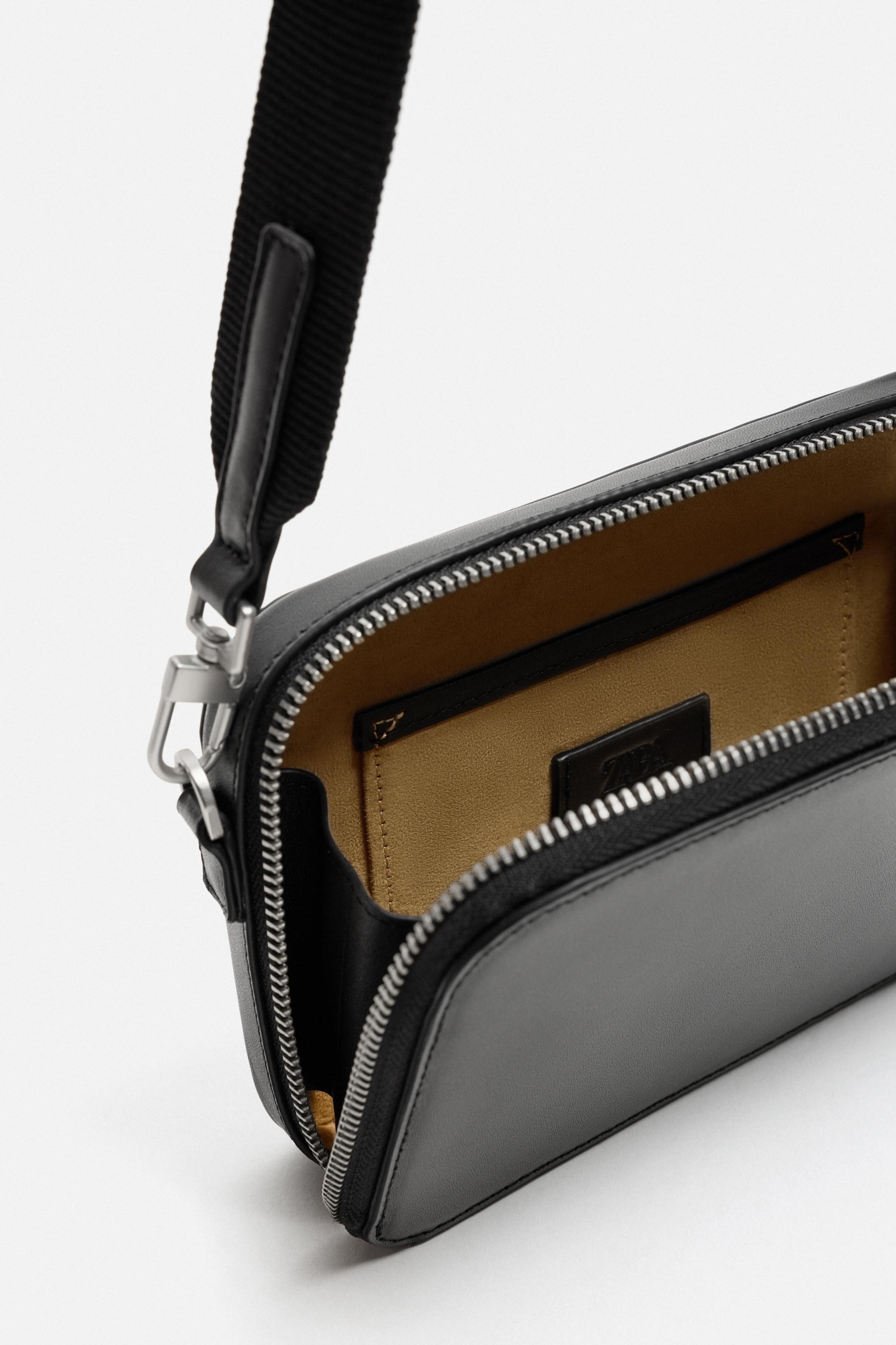 LEATHER CROSSBODY BAG - Black | ZARA United States
