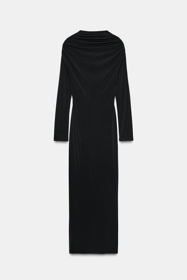 ROBE MI-LONGUE DRAPÉE ET BIJOUX DOS - Noir de Zara - Image 4
