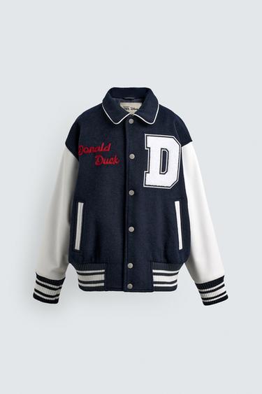 Zara 唐老鴨刺繡學院風飛行員外套 HARRY LAMBERT FOR ZARA X DISNEY - 海藍色