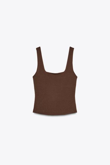 DÉBARDEUR À BRETELLES LARGES - Marron de Zara - Image 4