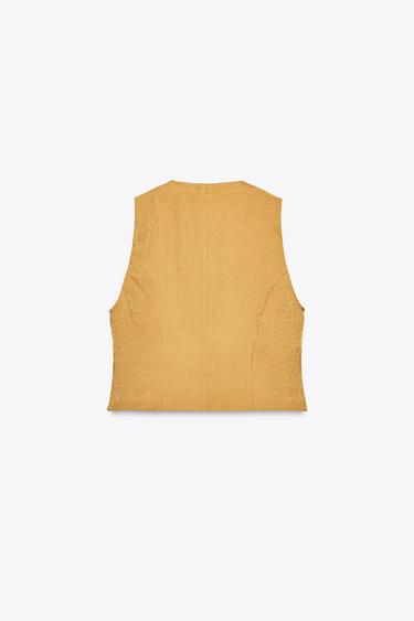 GOLD BUTTON SATIN TOP - Golden by Zara - Image 7