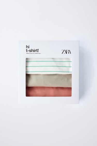 3-PACK OF STRIPED AND PLAIN T-SHIRTS - Coral by Zara - Image 4