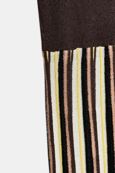 RUSTIC STRIPED DRESS - Ecru / Brown by Zara - Image 8