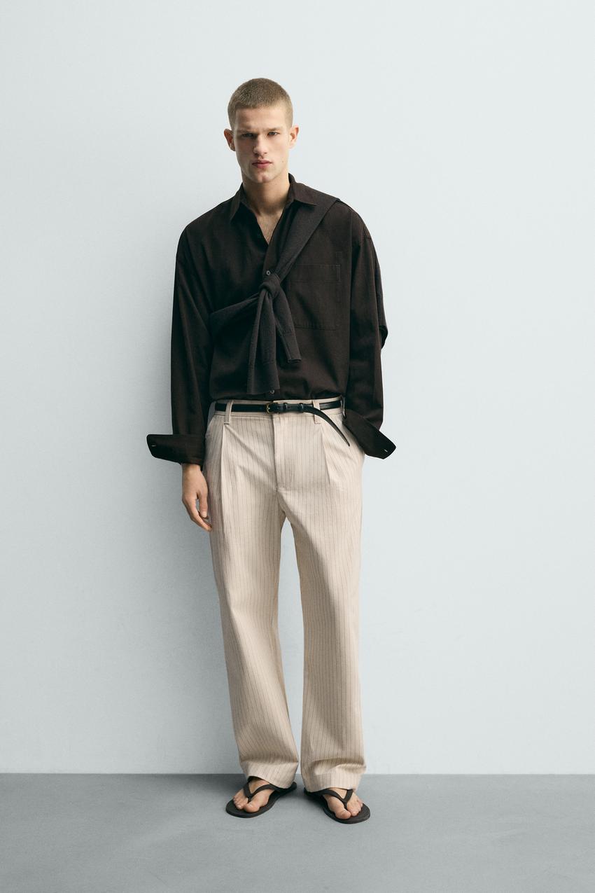 ZARA RELAXED FIT PINSTRIPE CHINO PANTS
