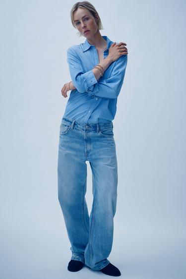 MID-WAIST LOOSE STRAIGHT-LEG JEANS - Light blue by Zara