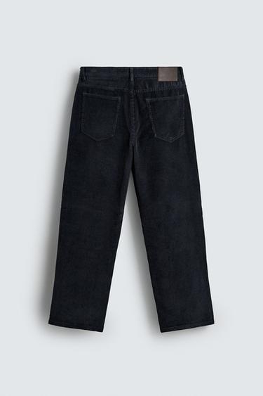 PANTALON STRAIGHT FIT EN VELOURS CÔTELÉ - Bleu / Gris de Zara - Image 6