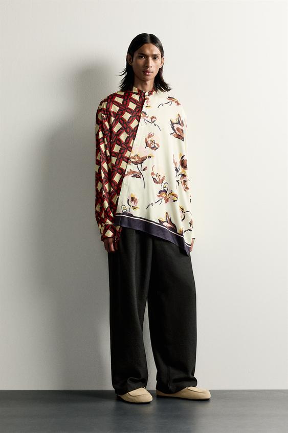 LIMITED EDITION KOMBİNE DESENLİ OVERSIZE GÖMLEK