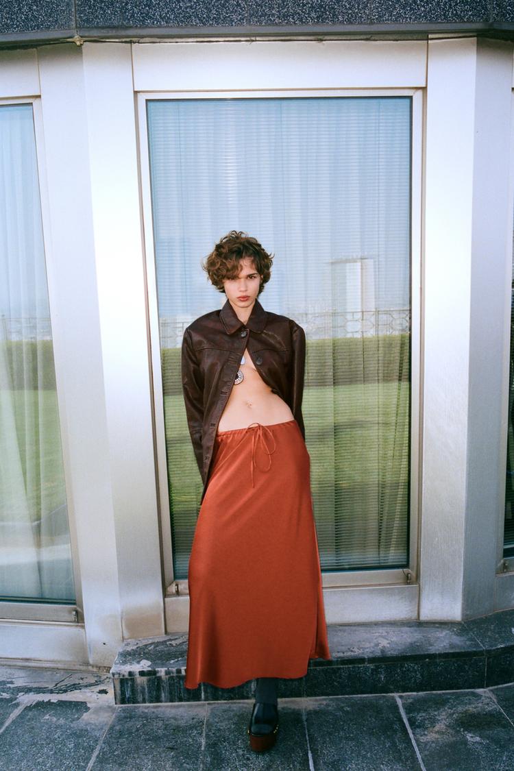 Satin Jupe Orange Zara Jupe Satin Zara Vêtements