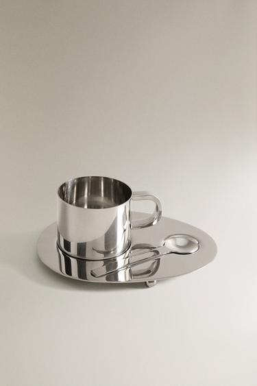 STEEL MUG, SPOON AND TRAY SET - Steel by Zara